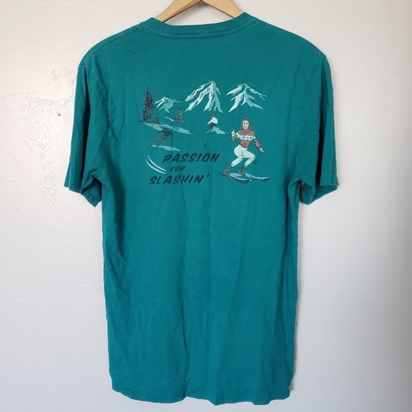 The North Face Men's Small Teal Blue Short Sleeve T-shirt Passion for Slashin' - Picture 1 of 6